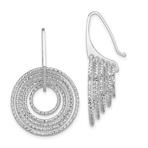 Kazi Luxury Sterling Silver Rhodium-plated D/C Circles Dangle Earrings